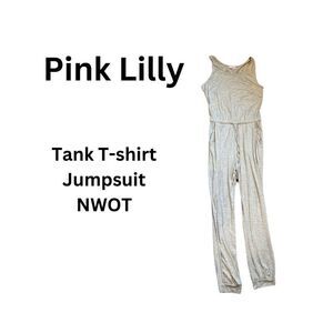 NWOT Pink Lilly Tank Jumpsuit with Jogger Pant Leg,  Drawstring Elastic Waist